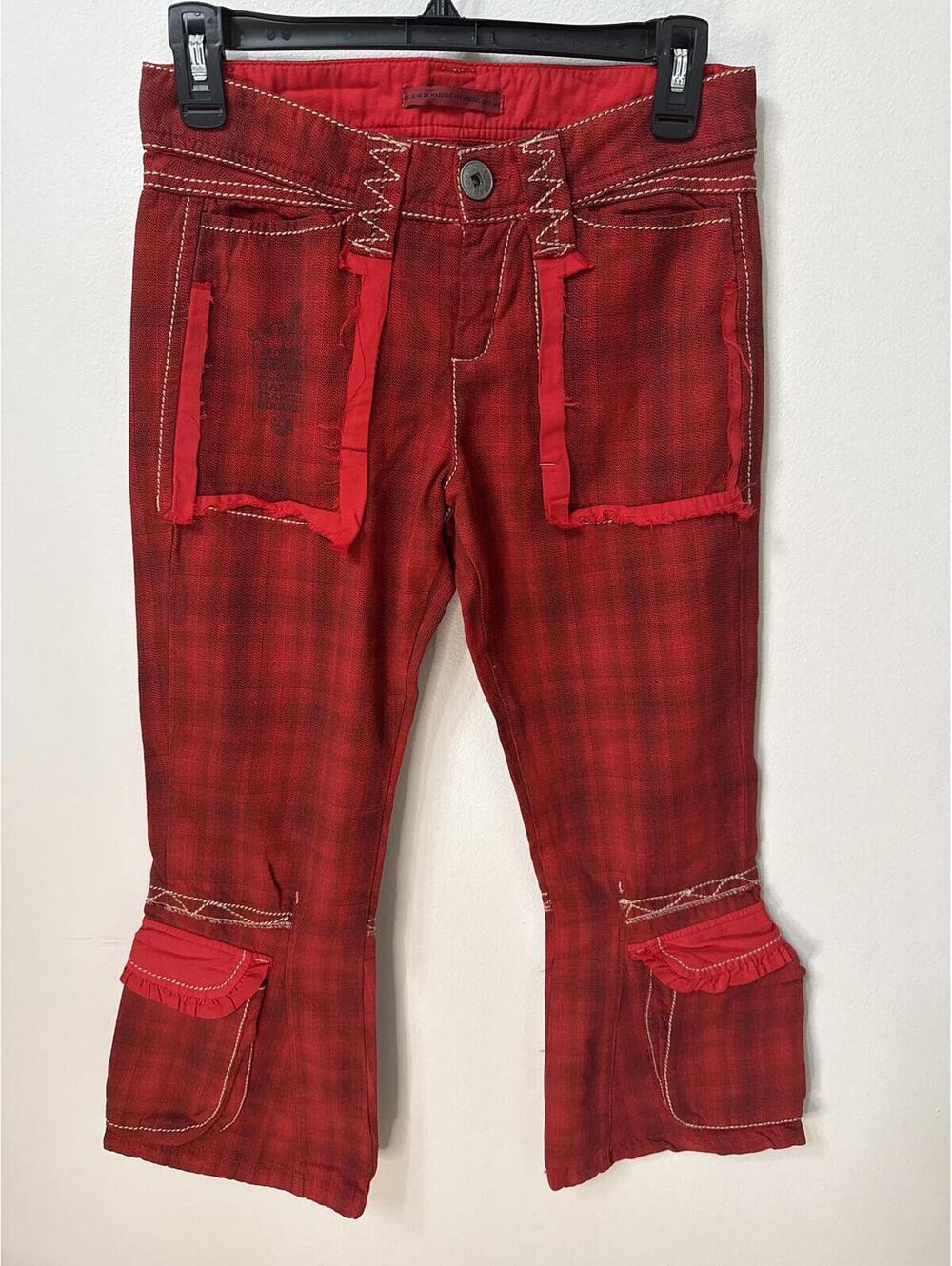 Vintage Marithe Francois Girbaud Girls 14 Red Cargo Pants Y2K French Designer